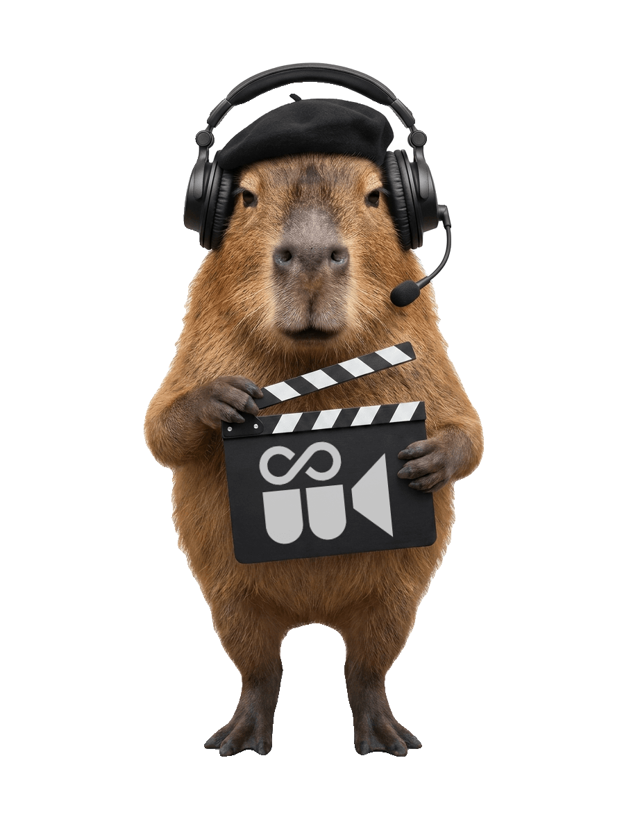 Capivara com claquete do Produtoras de Vídeo